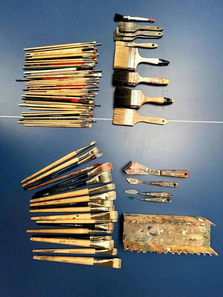 65 Professionele Penselen + Paletmessen - Kwaliteit!, Hobby en Vrije tijd, Schilderen, Gebruikt, Ophalen
