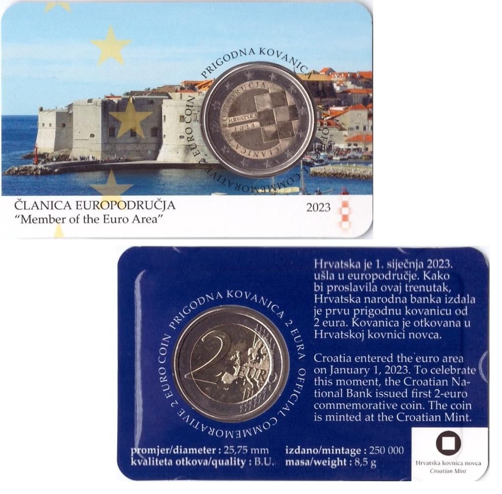 2 euros Croatie 2023 introduction de l'euro coincard, Enlèvement ou Envoi, Autres pays, 2 euros, Monnaie en vrac