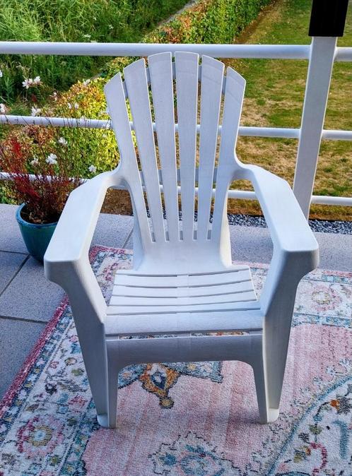 Relax tuinstoel, kunststof, wit, Tuin en Terras, Tuinstoelen, Gebruikt, Kunststof, Stapelbaar, Ophalen