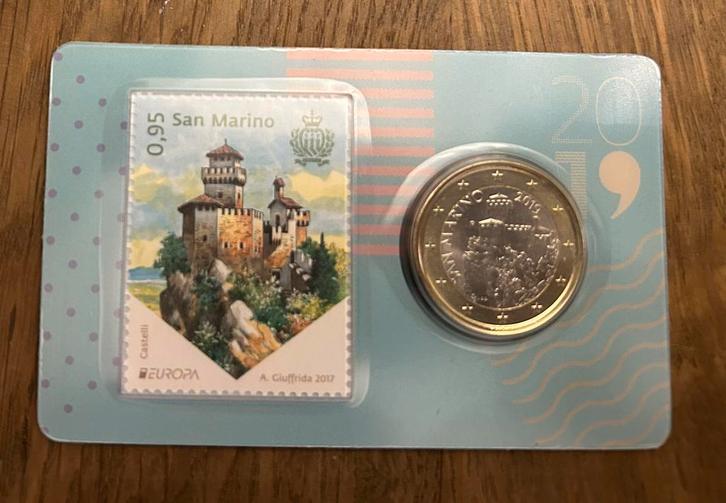 1 euro San Marino - Stamp and coin card, Timbres & Monnaies, Monnaies | Europe | Monnaies euro, 1 euro, Saint-Marin, Enlèvement ou Envoi