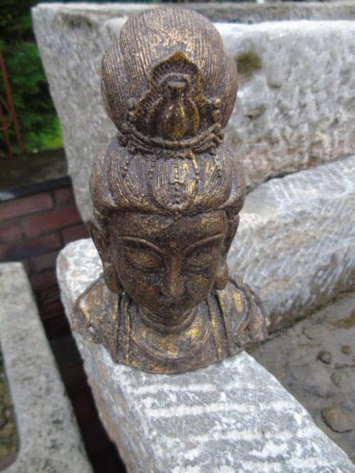 Buste van een shiva in verguld gepatineerd gietijzer., Tuin en Terras, Tuinwanddecoratie, Nieuw, Ophalen
