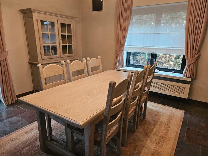 Landelijke eetkamer in massief eik, Huis en Inrichting, Complete eetkamers, Ophalen