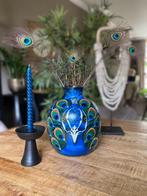 Vase Peacock peint à la main par J&S🦚, Enlèvement ou Envoi, Comme neuf, Verre