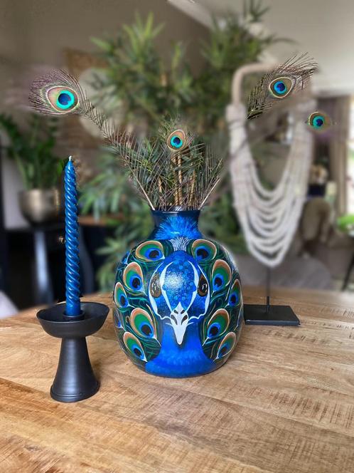 Vase Peacock peint à la main par J&S🦚, Maison & Meubles, Accessoires pour la Maison | Vases, Comme neuf, Verre, Enlèvement ou Envoi