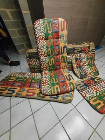 COUSSINS COLORÉS VINTAGE POUR CHAISES DE JARDIN 4 GR/KL SET, Enlèvement, Comme neuf