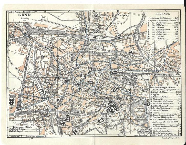1905 - Gent stadsplan, Boeken, Atlassen en Landkaarten, Ophalen of Verzenden