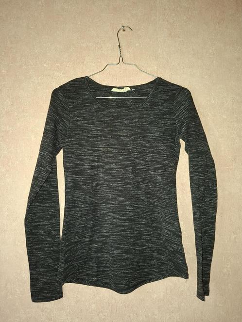 Zwart/Grijze Longsleeve met Ronde Hals van H&M Logg - Maat X, Kleding | Dames, Topjes, Gedragen, Maat 36 (S), Zwart, Lange mouw