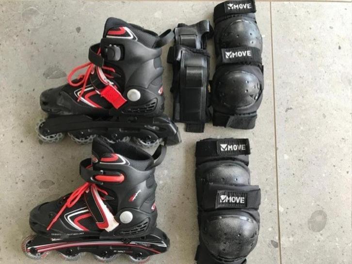 Inline skates Optimum + beschermset, Sport en Fitness, Skeelers, Zo goed als nieuw, Inline skates 4 wielen, Overige merken, Verstelbaar