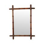 Antieke Houten Faux Bamboe Spiegel Facetgeslepen Frankrijk 5, Ophalen of Verzenden, Rechthoekig, 50 tot 100 cm, Minder dan 100 cm