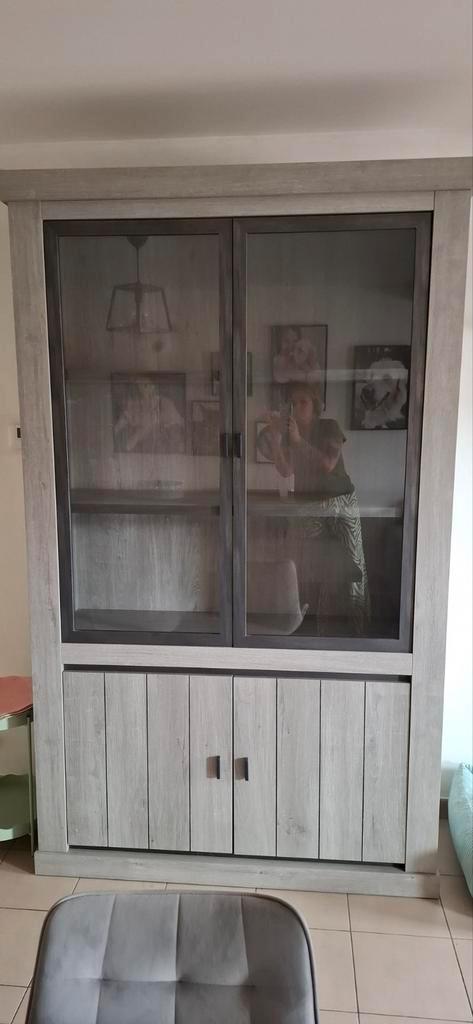 Vitrinekast, glaskast+verlichting, dark forest+Black, Weba, Huis en Inrichting, Kasten | Vitrinekasten, Gebruikt, 200 cm of meer