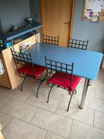 4 chaises en fer forgé avec coussins + 4 nouveaux coussins, Enlèvement, Comme neuf, Rouge