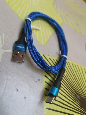 2 x USB C kabel 1m 5A blauw fast charge, Ophalen of Verzenden, Nieuw, Motorola