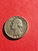 1964 USA quarter dollar in zilver Washington, Zilver, Losse munt, Verzenden, Noord-Amerika