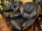 Leder salon, donkerblauw, Ophalen, Zo goed als nieuw, Hout, Klassieke stijl