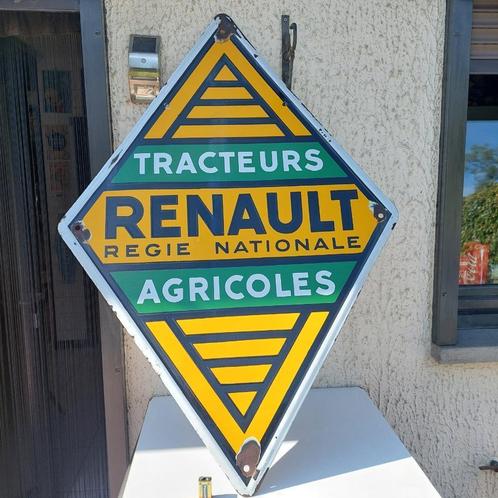 PLAQUE EMAILLE DOUBLE FACE RENAULT REGIE NATIONALE AGRICOLE, Collections, Marques & Objets publicitaires, Utilisé, Panneau publicitaire