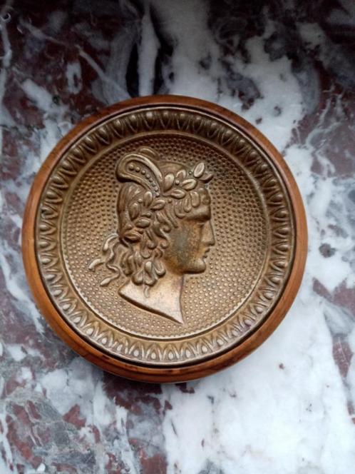 Marine Deco “Tape de Bouche” reliëf brons/hout 11,50cm, Antiek en Kunst, Antiek | Brons en Koper, Brons, Ophalen of Verzenden