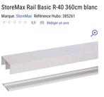 StoreMax R40 - Rail Blanc 360 cm, Neuf, Moins de 100 cm, Enlèvement, Blanc