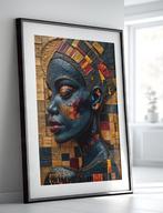 Uniek XXL Glasschilderij | Golden Mosaic Woman #2 - 6 sizes, Oorspronkelijke maker, Verzenden, Nieuw, 125 cm of meer