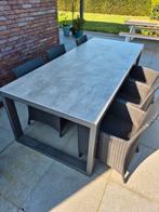 Tuinset met 6 wicker stoelen – tafel 1 m x 2,40 m, Ophalen, Gebruikt, Wicker, Tuinset