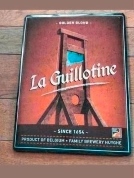 La Guillotine Brewery Huyghe metalen plaat. Conditie: nieuw!, Verzamelen, Biermerken, Nieuw, Duvel, Ophalen of Verzenden