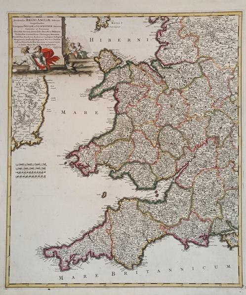 Geografische Kaart West-Engeland - Frederick De Witt, Boeken, Atlassen en Landkaarten, Gelezen, Landkaart, Verenigd Koninkrijk