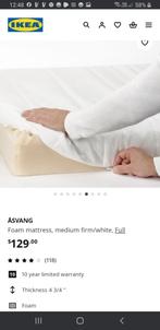 Ikea foam matras, 1 jaar oud, 135 x200, Comme neuf, Queen size, Enlèvement, 140 cm