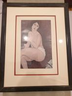 Modigliani, Nu assis sur un divan, bel encadrement, Antiquités & Art, Art | Peinture | Moderne, Enlèvement ou Envoi