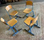 Vintage industriele stoelen, Ophalen, Gebruikt, Blauw, Vintage