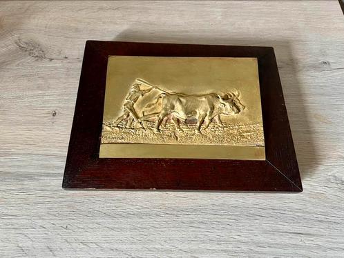 Bronzen plaquette in laagreliëf I.Happiness 19e eeuw, Antiek en Kunst, Antiek | Brons en Koper, Brons, Ophalen