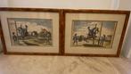 2 gravures polychrome cheval cabriole à la main, Ophalen