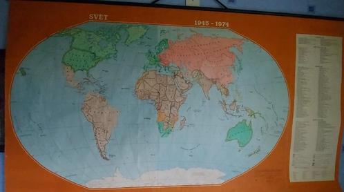 wereldkaart 1945-1974, Antiek en Kunst, Antiek | Schoolplaten, Geschiedenis, Ophalen