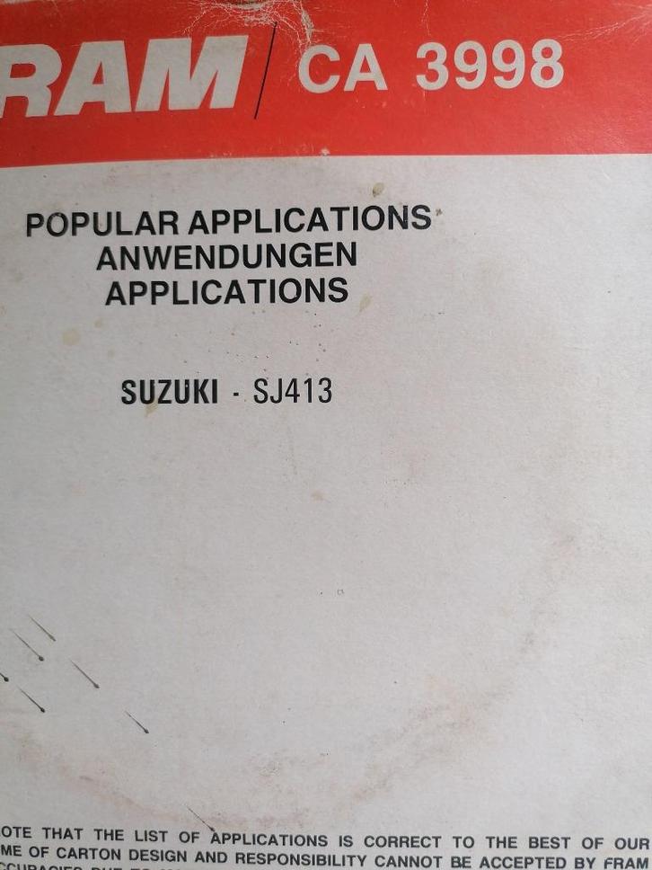 Suzuki sf413 samurai luchtfilter, Auto-onderdelen, Filters, Oldtimer onderdelen, Suzuki, Nieuw, Ophalen of Verzenden
