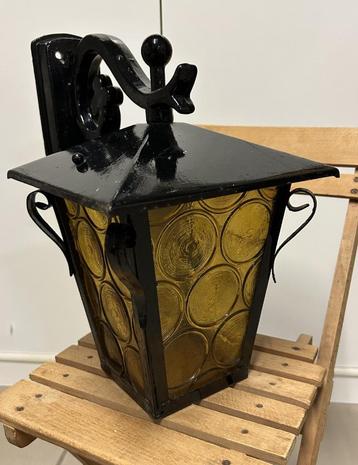 Mooie Vintage Hanglamp met Geel Glas beschikbaar voor biedingen
