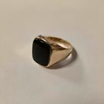 Gouden zegelring 14k 585 met onyx maat 22 4 gram, 20 of groter, Heer, Ophalen of Verzenden, Zo goed als nieuw
