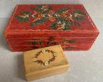 Retro 2 houten dozen met bloemen beschilderd, Ophalen of Verzenden, Overige typen