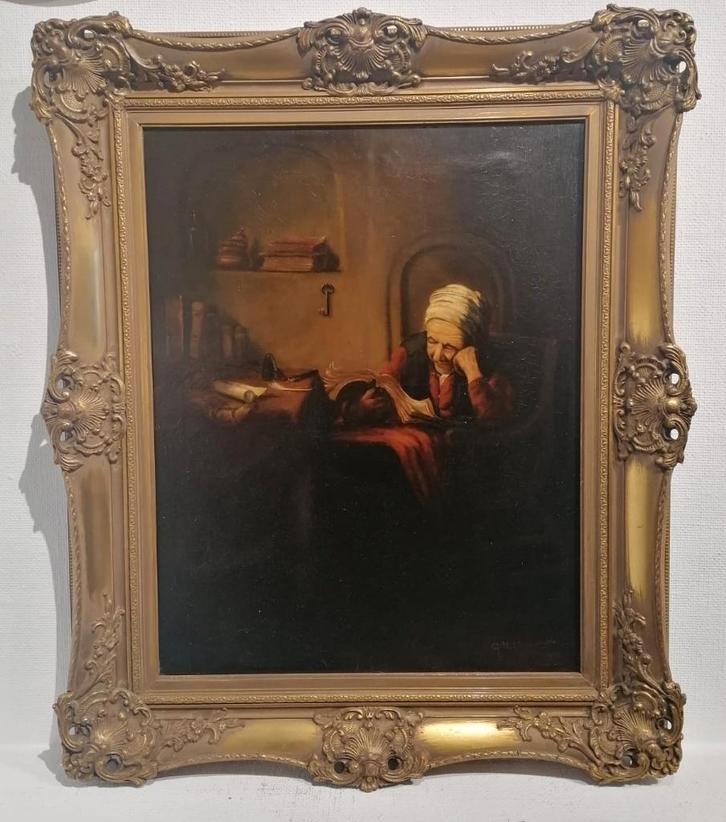 Antiek schilderij op doek - gesigneerd, Antiek en Kunst, Kunst | Schilderijen | Klassiek, Ophalen