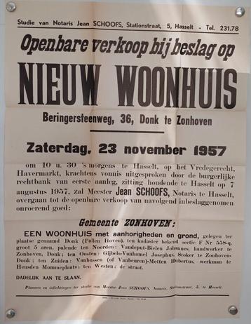 Affiche Notaris Nieuw Woonhuis 1957 origineel beschikbaar voor biedingen