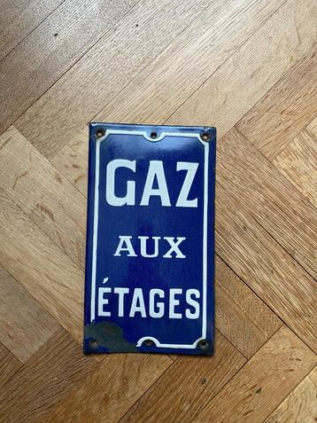 Geëmailleerde plaat - GAZ AUX ÉTAGES beschikbaar voor biedingen