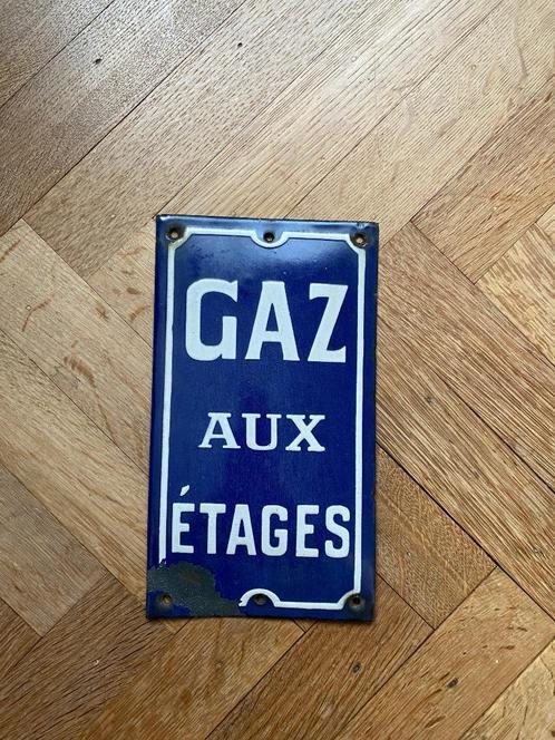 Geëmailleerde plaat - GAZ AUX ÉTAGES, Verzamelen, Merken en Reclamevoorwerpen, Gebruikt, Overige typen, Verzenden