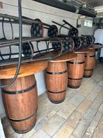 4 eiken tafel tonnen en barkrukken, Huis en Inrichting, Barkrukken, Ophalen, Zo goed als nieuw