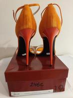 246C* 1969 sexy oranje volledig lederen sandalen met hoge ha, Kleding | Dames, Pumps, Verzenden, Nieuw, Oranje