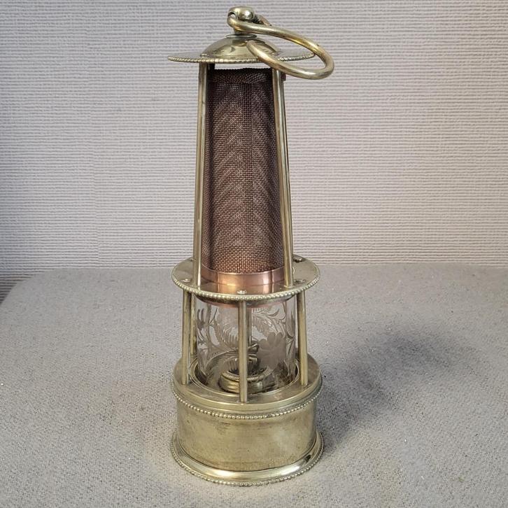 antieke bronzen/koperen mijnwerkerslamp, Antiek en Kunst, Antiek | Verlichting, Ophalen of Verzenden