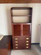 Vintage Campaign-Style kapitein Bed met kast en nachtkastje, Ophalen, Zo goed als nieuw, Tweepersoons, Vintage