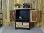 Massieve teak barkast met lades & flessenindeling, Huis en Inrichting, Kasten | Buffetkasten, 100 tot 150 cm, Teakhout, Nieuw