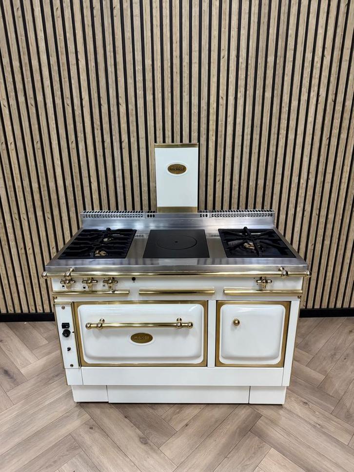 Luxe Fornuis Morice 120cm crème + Gasoven & Warmhoudkast, Elektronische apparatuur, Fornuizen, Gas, Grill, Ophalen of Verzenden