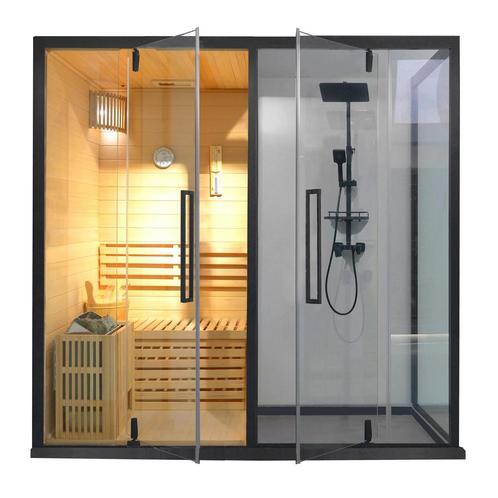 Traditionele sauna met douchecombinatie, Sport en Fitness, Sauna, Nieuw, Ophalen