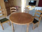 Table ronde extensible en chêne 6chaises velours vert a rev, Huis en Inrichting, Tafels | Eettafels, Ophalen, Gebruikt, Eikenhout