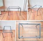 Prachtige industriële bijzettafel - vintage - metaal en glas, Huis en Inrichting, Tafels | Bijzettafels, Ophalen of Verzenden