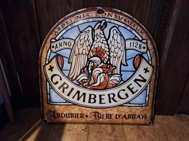 Emaille café plaat Grimbergeb, Collections, Marques & Objets publicitaires, Panneau publicitaire, Enlèvement ou Envoi