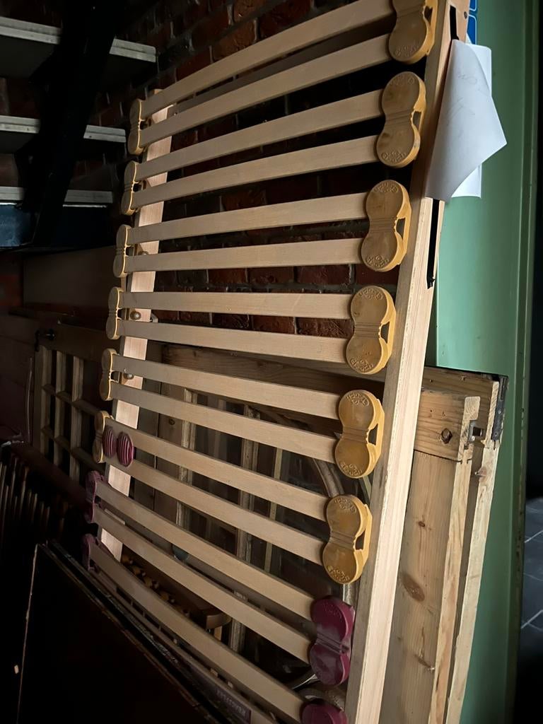 Dubbele lattenbodem 2 x 80 cm + poten, Ophalen, Gebruikt, Tweepersoons, 80 cm